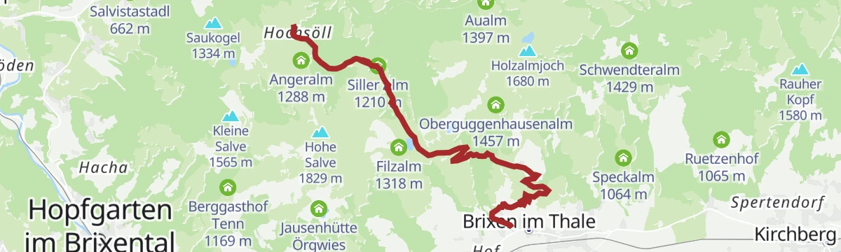 Route map: MTB-Tour 265 Hochsöll-Brixen im Thale